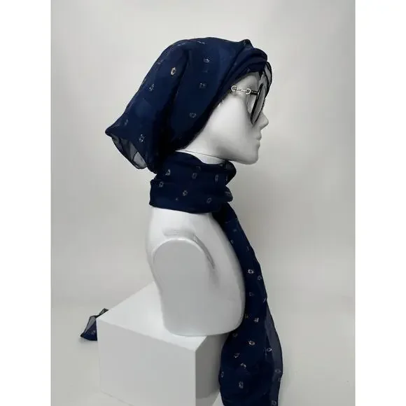 Christian Dior Blue Rare Metallic Flakes Large Shawl Scarf
